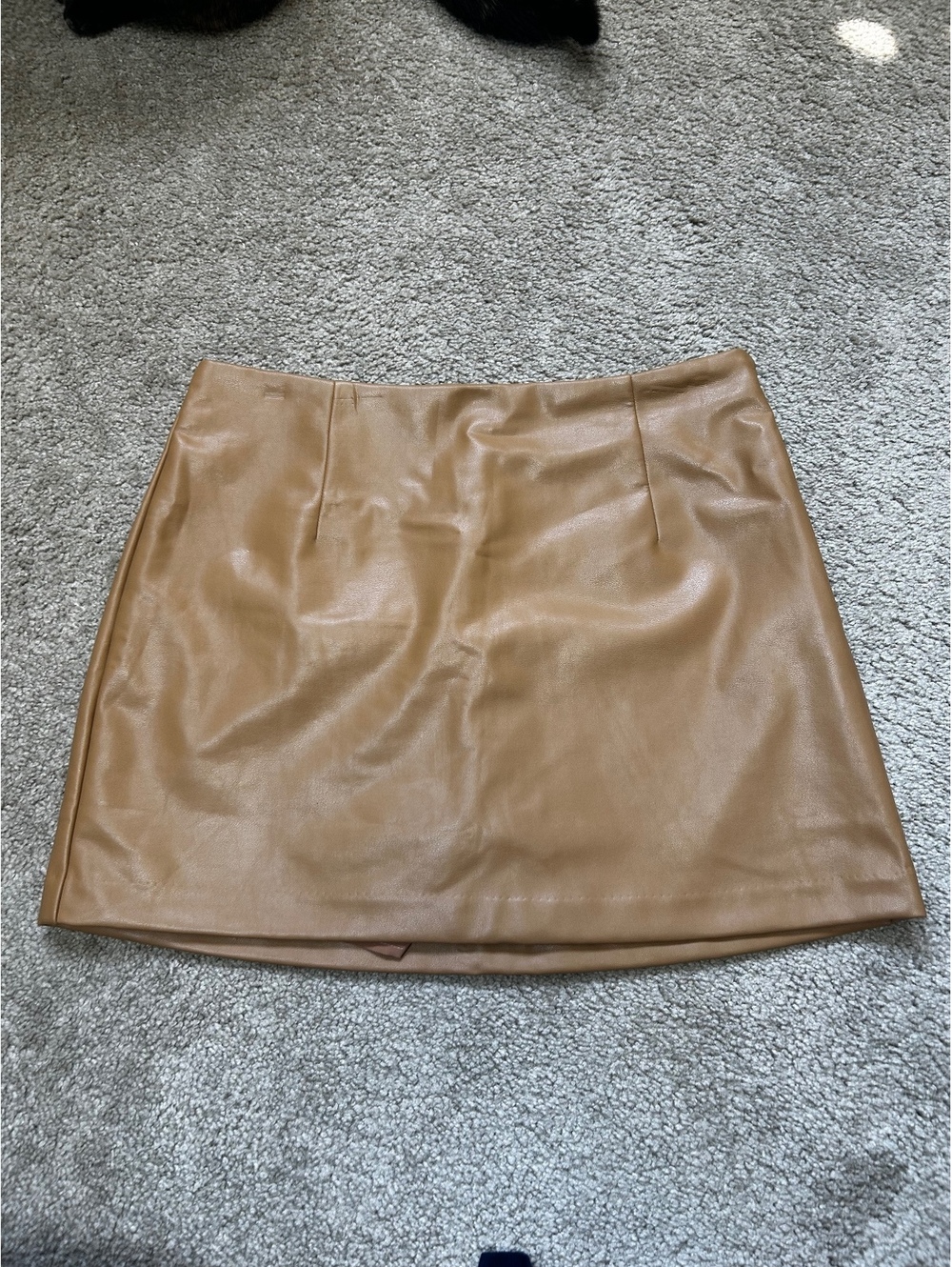 Abercrombie & Fitch Vegan Leather Mini Skirt in Camel Brown, Size M